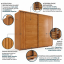 Ver imagem 5 de Guarda-Roupa Casal com Espelho 100% MDF 2 Portas de Correr 8 Gavetas Yescasa Cinamomo Marrom Dali