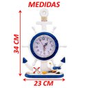 Ver imagem 4 de Relógio Decorativo Mesa Marítimo Ancora Timão Náutico 34cm