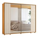 Ver imagem 3 de Guarda Roupa Casal 2 Portas de Correr 100% MDF com Espelhos e Pés Dali Branco/Cinamomo/Off White