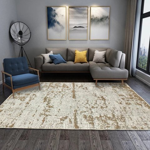 Tapete Sala 300x400cm 3x4 sem Pelo Abstrato Gelo Bege