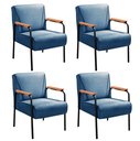 Ver imagem 1 de Kit 04 Poltronas Decorativas Jade para Sala de Estar, Recepção- Linho Azul