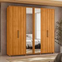 Ver imagem 1 de Guarda-Roupa Casal 6 Portas 100% MDF com Espelhos e Pés Miró Marrom/Cinamomo