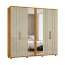 Ver imagem 3 de Guarda-Roupa Casal 6 Portas 100% MDF com Espelhos e Pés Miró Marrom/Cumaru/Opala
