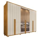 Ver imagem 3 de Guarda-Roupa Casal 6 Portas 100% MDF com Espelhos e Pés Volpi Branco/Cinamomo/Off White
