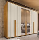 Ver imagem 1 de Guarda-Roupa Casal 6 Portas 100% MDF com Espelhos e Pés Volpi Branco/Cinamomo/Off White
