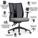 Ver imagem 2 de Cadeira de Escritório Giratória Diretor Flow F02 Base Preta Sintético Cinza - Lyam Decor