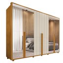 Ver imagem 3 de Guarda-Roupa Casal 6 Portas 100% MDF com Espelhos e Pés Volpi Branco/Cinamomo/Off White
