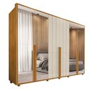 Ver imagem 3 de Guarda-Roupa Casal 6 Portas 100% MDF com Espelhos e Pés Volpi Branco/Cinamomo/Off White