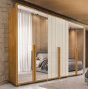 Ver imagem 1 de Guarda-Roupa Casal 6 Portas 100% MDF com Espelhos e Pés Volpi Branco/Cinamomo/Off White
