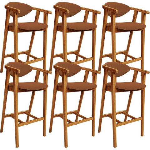 Kit 06 Banquetas Alta Cozinha Bancada Bar Sala de Jantar Fixa Cecília L02 Bouclê Terracota - Lyam De