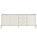 Ver imagem 2 de Buffet Moderno com Gavetas e Pés de Aço Jasper Branco/Off White Fosco/Dourado