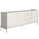 Ver imagem 5 de Buffet Moderno com Gavetas e Pés de Aço Jasper Branco/Off White Fosco/Dourado