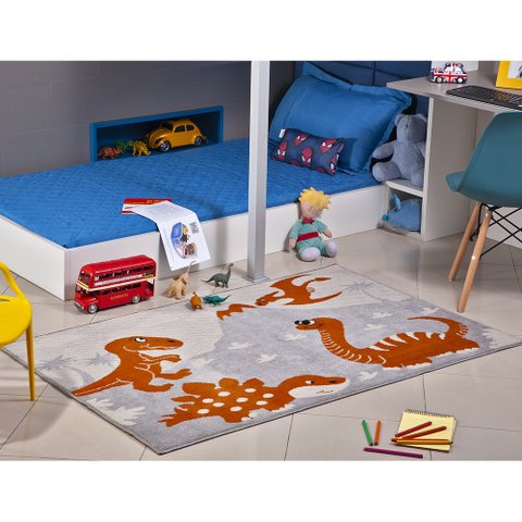 Tapete Infantil 1,00X1,50 Antiderrapante Quarto Cinza I-92