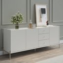 Ver imagem 1 de Buffet Moderno com Gavetas e Pés de Aço Jasper Branco/Off White Fosco/Champanhe