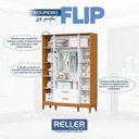 Ver imagem 4 de Jogo de Quarto Infantil Flip Guarda Roupa 4 Portas e Berço Americano Branco Fosco/savana - Reller M