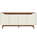 Ver imagem 2 de Buffet para Sala de Jantar 180 cm com Pés de Madeira e Nichos Pulse Branco/Off White Fosco/Canela