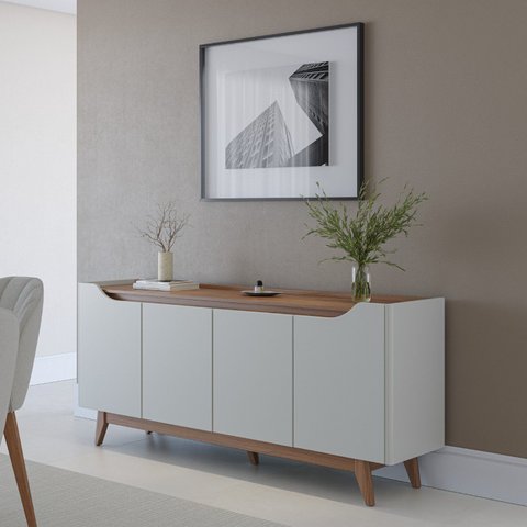 Buffet para Sala de Jantar 180 Cm com Pés de Madeira e Nichos Pulse