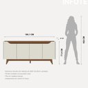 Ver imagem 5 de Buffet para Sala de Jantar 180 cm com Pés de Madeira e Nichos Pulse Branco/Off White Fosco/Canela