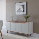 Ver imagem 1 de Buffet para Sala de Jantar 180 cm com Pés de Madeira e Nichos Pulse Branco/Off White Fosco/Canela