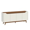 Ver imagem 4 de Buffet para Sala de Jantar 180 cm com Pés de Madeira e Nichos Pulse Branco/Off White Fosco/Canela