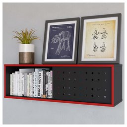 Nicho Suspenso 1 Porta Pixel Preto Vermelho Caemmun - 3