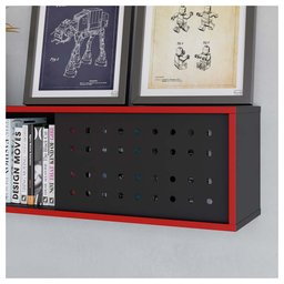 Nicho Suspenso 1 Porta Pixel Preto Vermelho Caemmun - 5