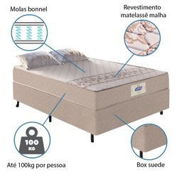 Cama Box Casal Colchão Molas Vibe 138x188x58cm Gazin Bege - 4
