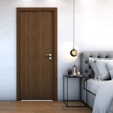 Folha de Porta Lisa 210x80 com Reforço Interno para Fechadura 2 Lados:Imbuia