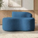 Ver imagem 1 de Sofá Curvo Malta 1 Lugar Compacto Moderno Luxo Linho Azul Royal