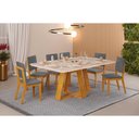 Ver imagem 2 de Mesa P/ Cozinha Celeste C/ Tampo Madeirado Curvo 170x90cm Cedro/quartzo - Dj Móveis