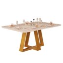 Ver imagem 1 de Mesa P/ Cozinha Celeste C/ Tampo Madeirado Curvo 170x90cm Cedro/quartzo - Dj Móveis