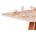 Ver mais imagens de Mesa P/ Cozinha Celeste C/ Tampo Madeirado Curvo 170x90cm Cedro/quartzo - Dj Móveis
