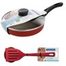 Frigideira Antiaderente 24cm E Jogo De Utensílios Tramontina Cor:Vermelho - 1