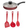Frigideira Antiaderente 24cm E Jogo De Utensílios Tramontina Cor:Vermelho - 2