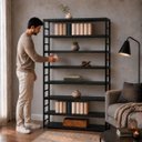 Ver imagem 3 de Estante Multiuso Organizador Livreiro Estilo Industrial 180x130 Preto Total