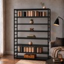 Ver imagem 1 de Estante Multiuso Organizador Livreiro Estilo Industrial 180x130 Preto Total