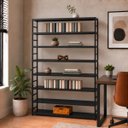 Ver imagem 2 de Estante Multiuso Organizador Livreiro Estilo Industrial 180x130 Preto Total
