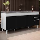 Ver imagem 2 de Balcão Gabinete com Pia 180cm Dallas Branco/preto - Lumil Lumil Móveis