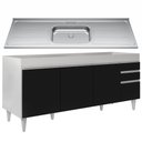 Ver imagem 1 de Balcão Gabinete com Pia 180cm Dallas Branco/preto - Lumil Lumil Móveis