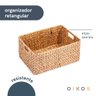 Cesto Organizador 35cm Retangular com Aças de Palha Fibra Natural- Oikos - 3