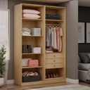 Ver imagem 5 de Guarda Roupa Solteiro Modulado 4 Portas 3 Gavetas 100% MDF Infinity Savana Bege