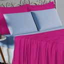 Ver imagem 3 de Jogo Cama Casal Nobre 4 Peças Lençol Elástico 30cm Altura 100% Algodão Pink Azulbebê