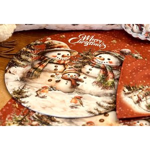 Kit Sousplat + Guardanapo Natal Boneco Neve II NSW 4 Peças com base