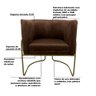 Kit 2 Poltronas Decorativas Romênia Pés de Aço Veludo Marrom - Gran Belo - 3