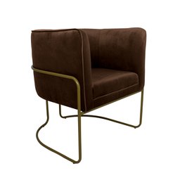 Kit 2 Poltronas Decorativas Romênia Pés de Aço Veludo Marrom - Gran Belo - 7