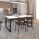 Ver imagem 2 de Mesa de Jantar Yon 160 X 90 X 76 Cm Branco Tx/est.preta Branco Tx/est.preta