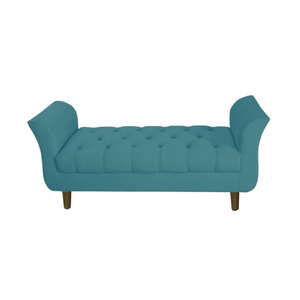 Recamier Estofado Para Quarto Closet 90 cm Grécia Suede Azul Turquesa - DL DECOR