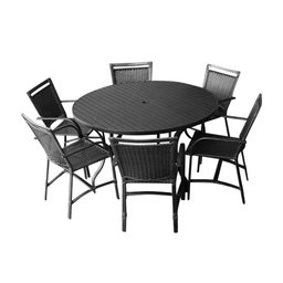 Conjunto Mesa Redonda 1,40cm com 6 Cadeiras Betta em Alumínio Área Externa Preto - 5