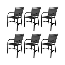 Conjunto Mesa Redonda 1,40cm com 6 Cadeiras Betta em Alumínio Área Externa Preto - 6