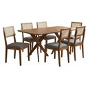 Ver imagem 1 de Mesa de Jantar Cacau com 6 Cadeiras Estofadas Palmas Linho Grafite Ornar